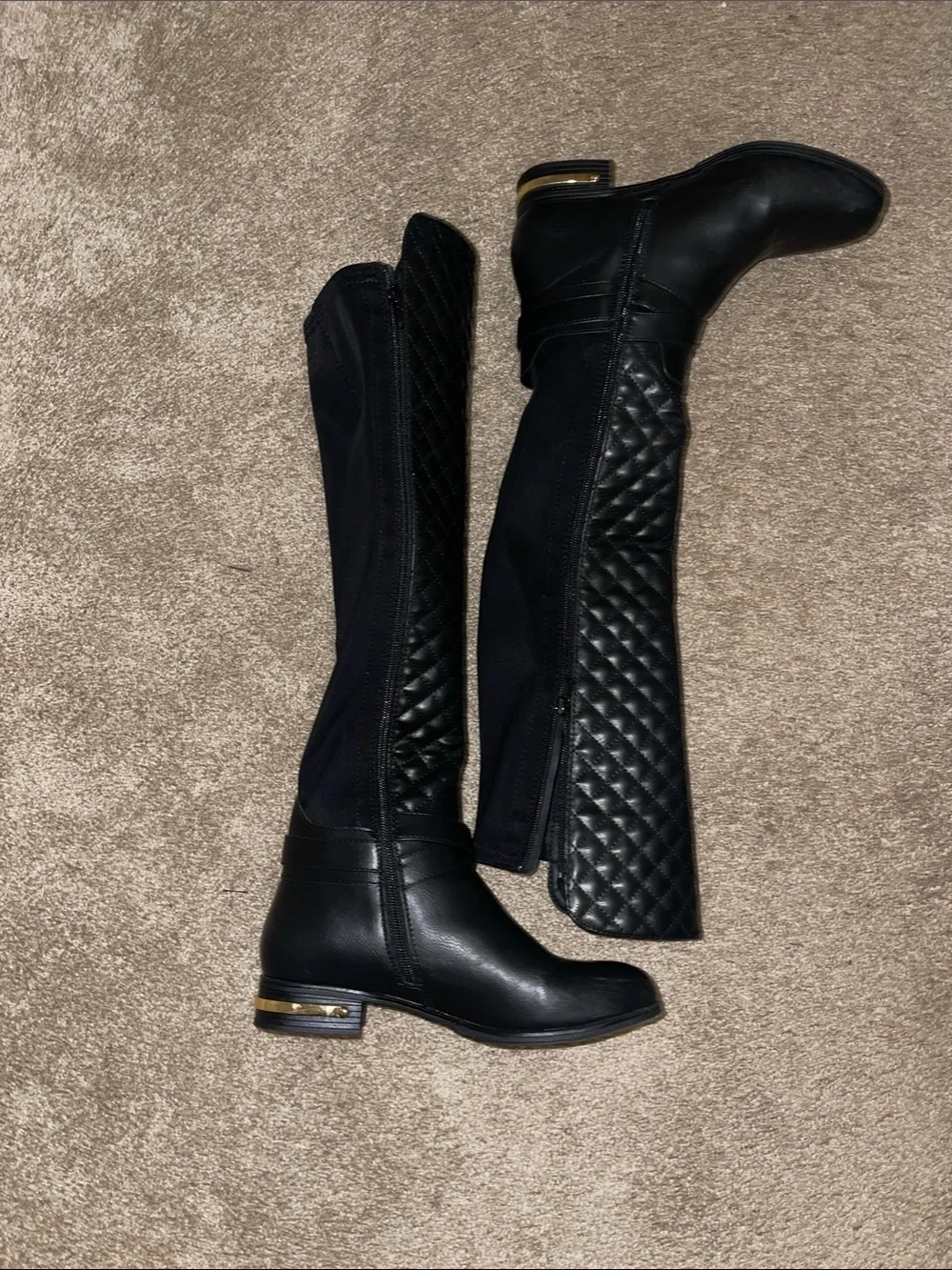 JustFab Black Quilted Over-the-Knee Riding Boots